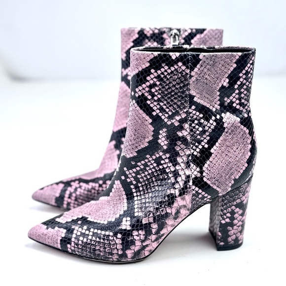 Marc Fisher Lulani 2 ankle booties pink black snakeskin pointy toe zip 6.5 - Picture 4 of 9